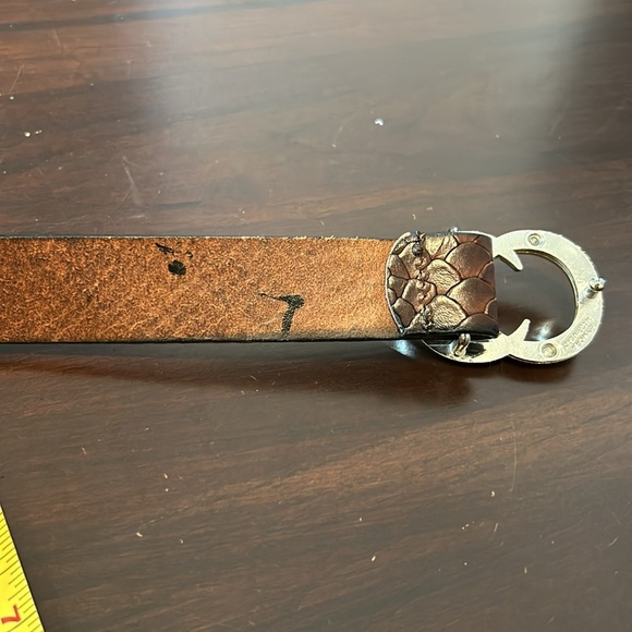 IZETTE Croc Embossed Leather Belt with Double C Two Tone Belt Buckle - Picture 9 of 15